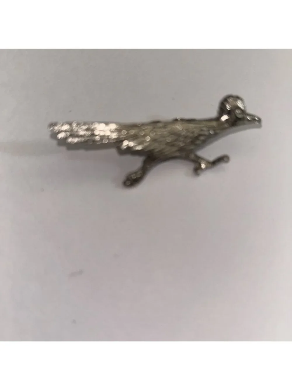 Vintage Rare Road Runner Bird Design Silver Toned Tie Pin 2” New